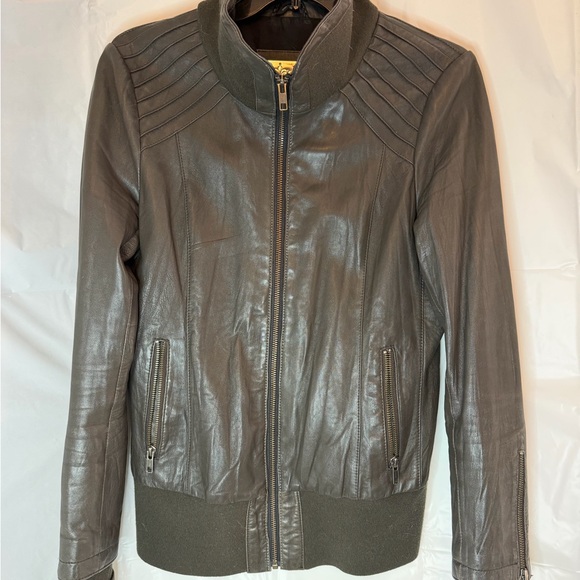 Mackage - Brown Lambskin Leather Moto Jacket - Picture 2 of 9